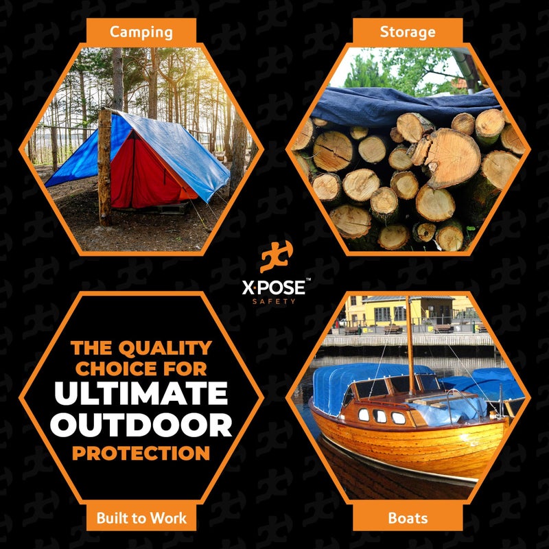 xpose safety Better Blue Poly Tarp 10' x 12' - Multipurpose Protective Cover - Lightweight, Durable, Waterproof, Weather Proof - 5 Mil Thick Polyethylene - by Xpose Safety - Image 2